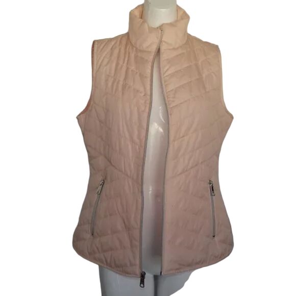 BLACK RIVET Puffer Vest, M, Pink, Zipper, Stand up collar, Pockets, Polyester - Picture 9 of 12